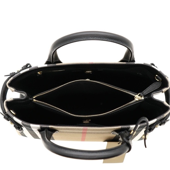 Burberry Banner Medium Tote Shoulder Bag Check Canvas New - Picture 6 of 9